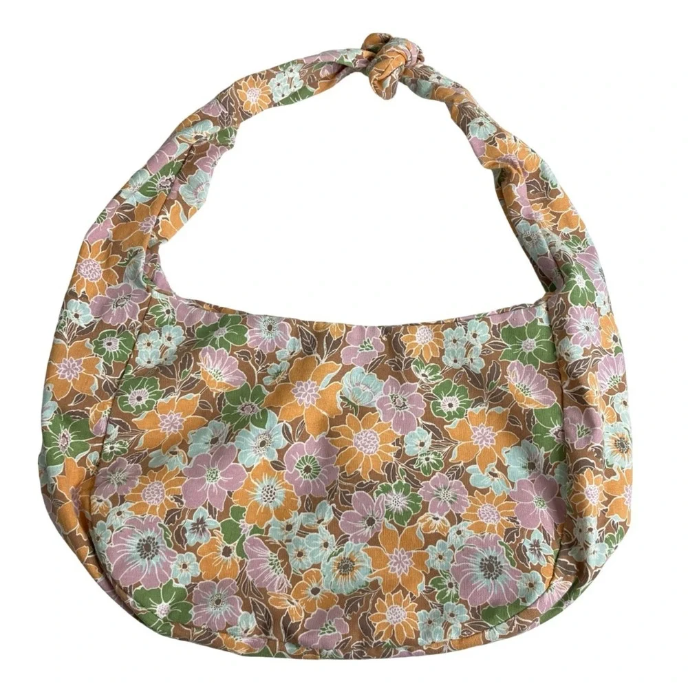 Madden Girl Hobo Bag Floral Knotted Shoulder Purse Boho Retro 70s Vibe Cottage